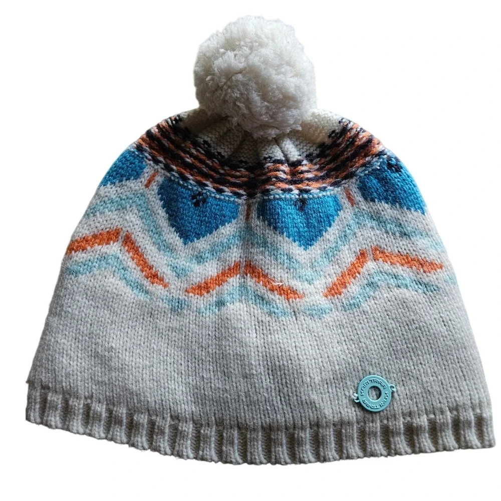 Kari Traa Beanie Women One Size Cream Nordic Wool Blend Fleece Lined Pom Pom Hat